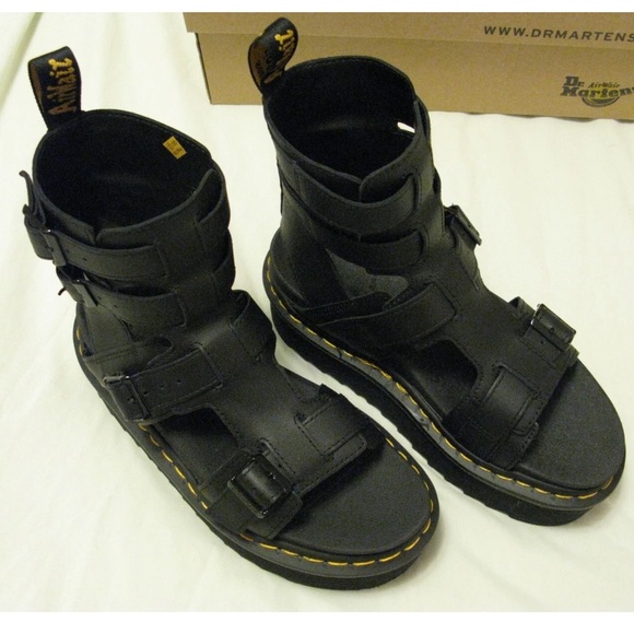Dr. Doc Martens 'Giavanna' Platform Sandals Black Leather US Sz 6 Authentic NIB - Picture 5 of 6